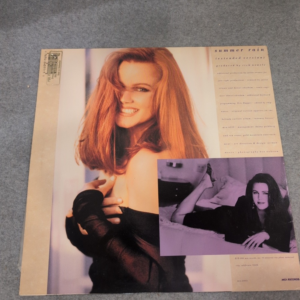 Belinda Carlisle Summer Rain Extended Version 12 Inch Vinyl Single 1990 MCA-2401 - Picture 2 of 7